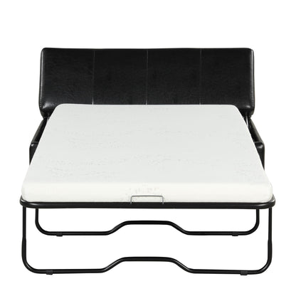 Twin size folding ottoman sleeper bed with mattress in black faux leather HouseOfZazla on Tampa Home & Garden Store