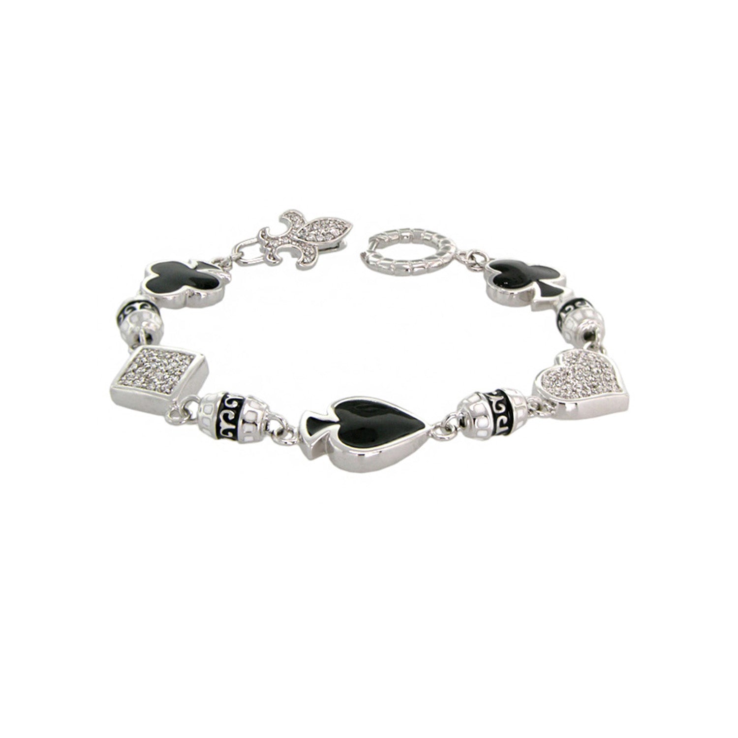 Lauren G Adams Players Club bracelet with Charm Bengals charms, black enamel spades and hearts on Tampa Home & Garden Store
