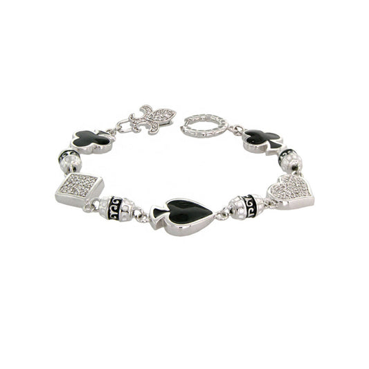 Lauren G Adams Players Club bracelet with Charm Bengals charms, black enamel spades and hearts on Tampa Home & Garden Store