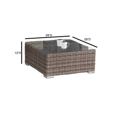 Outdoor Wicker Set With Glass Table And Cushions