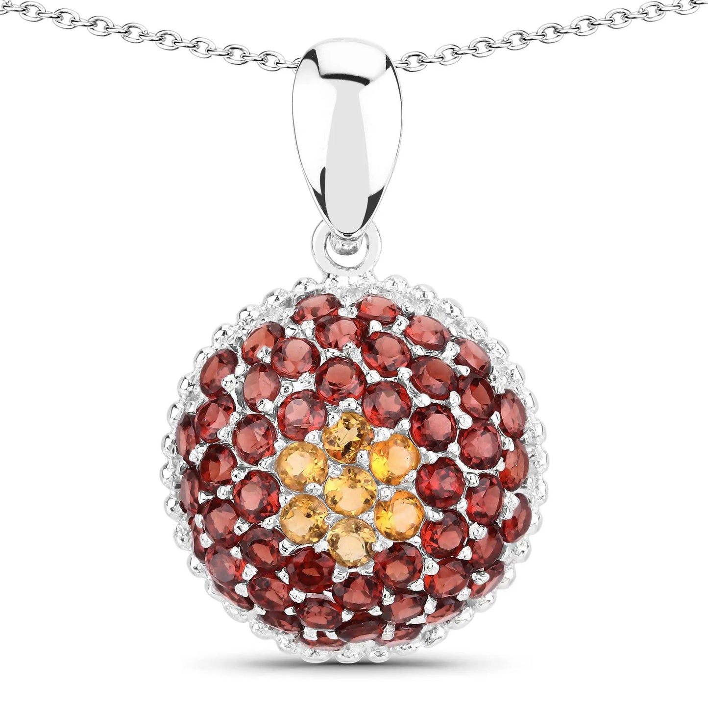 Sterling silver citrine and garnet pendant with red cluster stones by Bids.com on Tampa Home & Garden Store