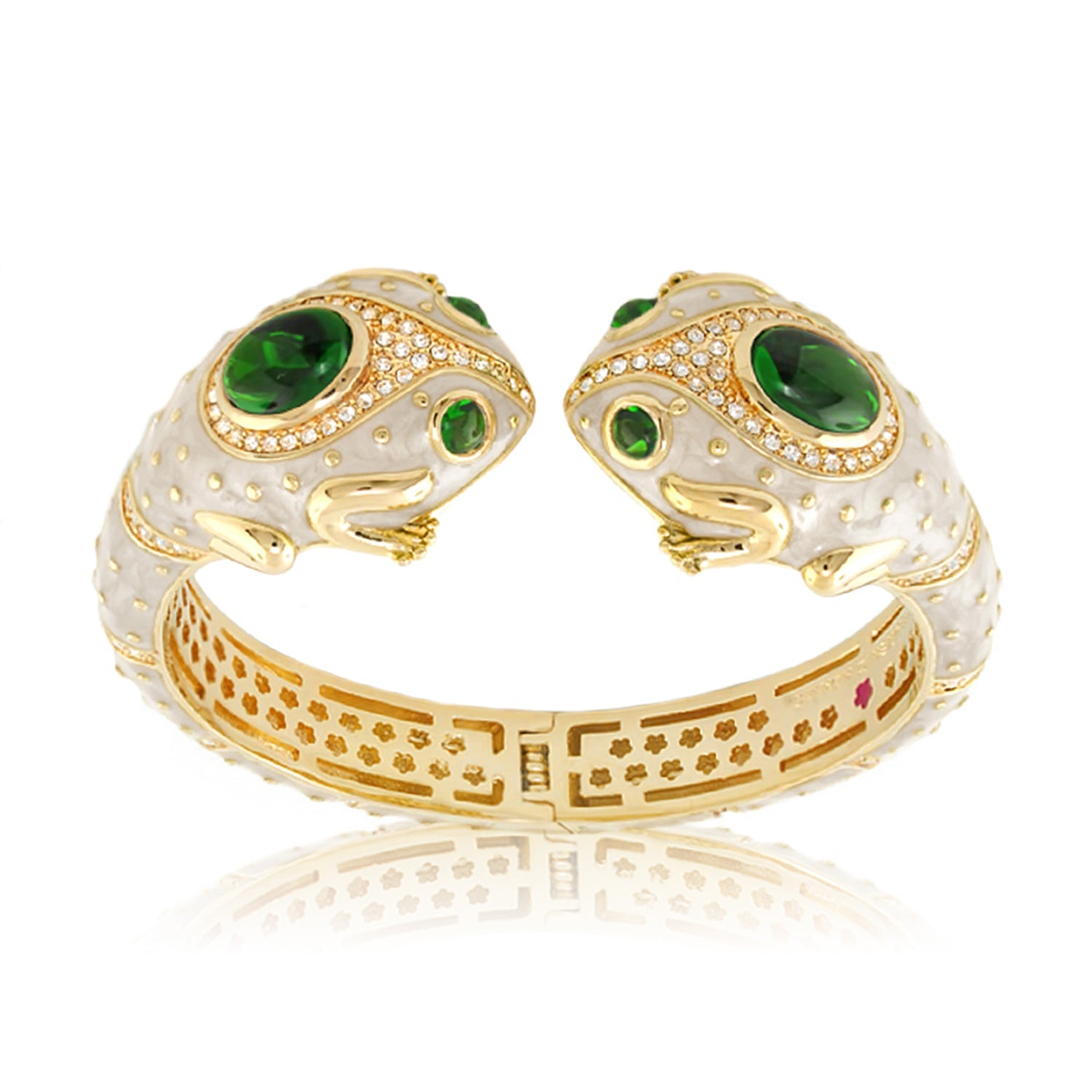 Bracelet Animal Paradise Bangle Double Frog Cuff in enamel with green stones by Lauren G Adams on Tampa Home & Garden Store