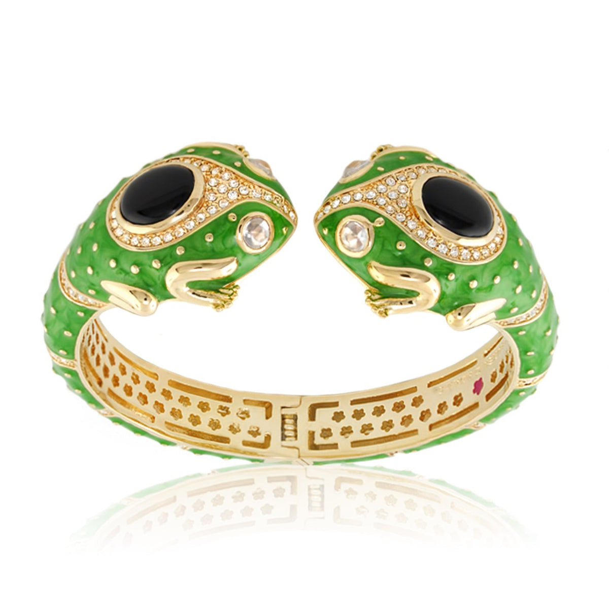 Animal Paradise Bangle Double Frog Cuff bracelet green enamel gold finish by Lauren G Adams on Tampa Home & Garden Store