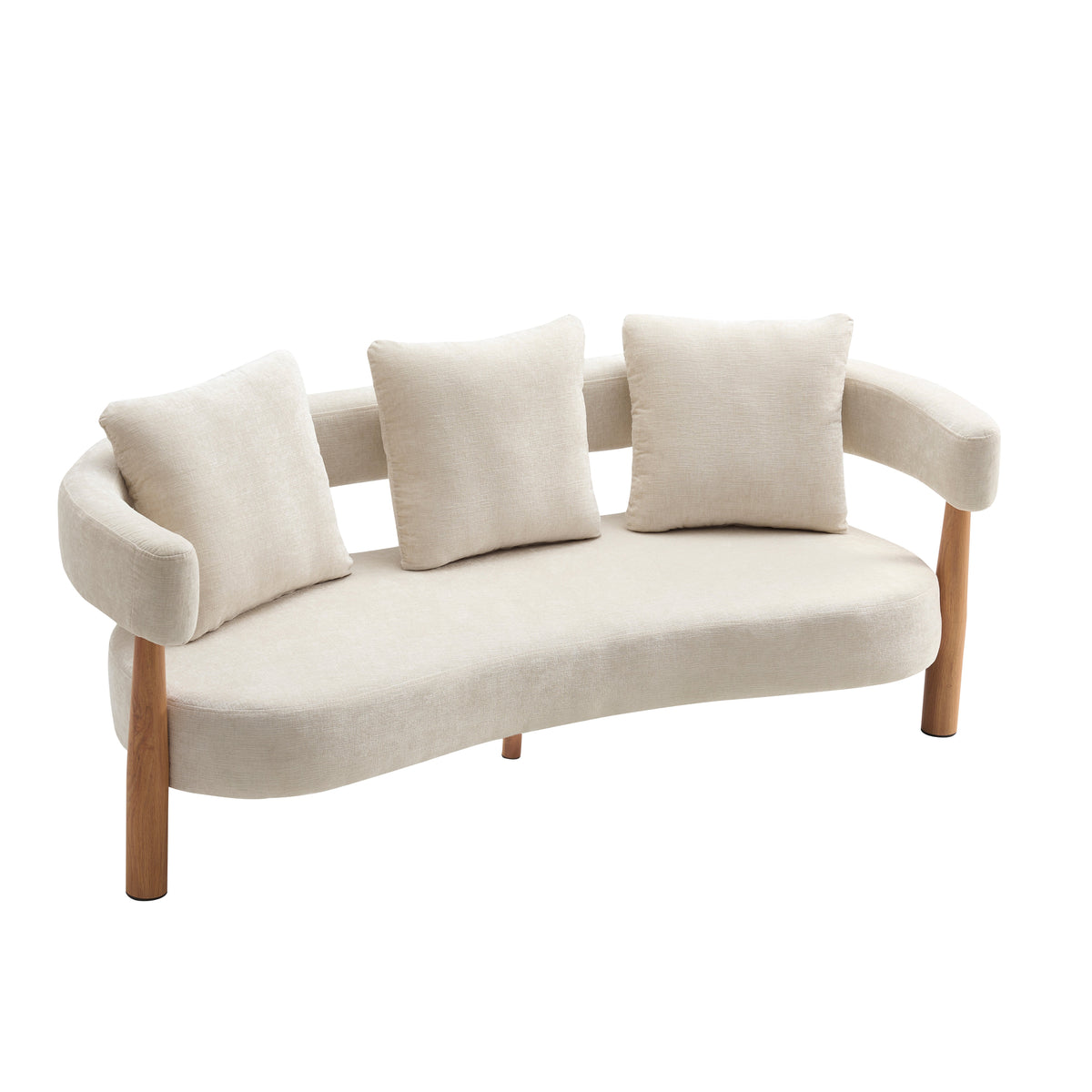 Luxe Modern Curved Three Seater Chenille Sofa