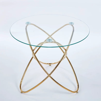 Metal Leg Dining Table with Tempered Glass Top