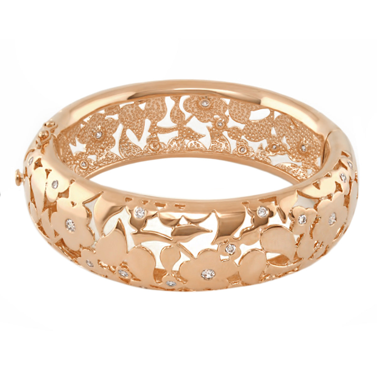 Openwork Blossom Bangle in rose gold with crystal accents, floral bracelet by Lauren G Adams on Tampa Home & Garden Store