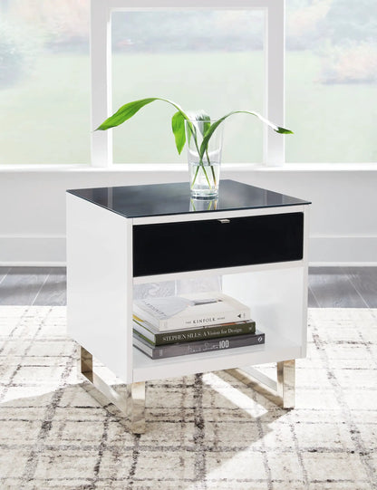 Gardoni Rectangular End Table in White and Black