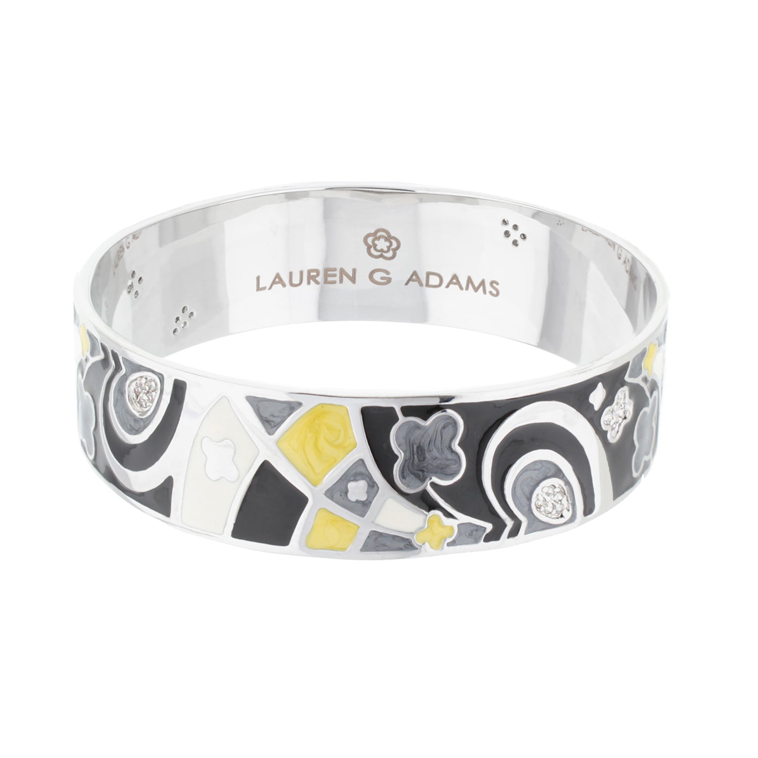 Fun Clover Bangle silver bracelet with mosaic enamel and clover accents by Lauren G Adams on Tampa Home & Garden Store
