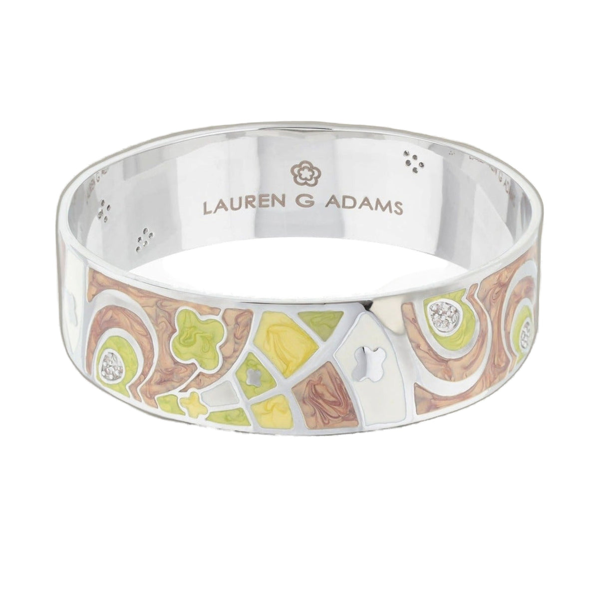 Fun Clover Bangle slip-on bracelet in silver with colorful tile accents by Lauren G Adams on Tampa Home & Garden Store