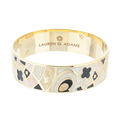 Fun Clover Bangle bracelet gold-tone with enamel mosaic clover details by Lauren G Adams on Tampa Home & Garden Store