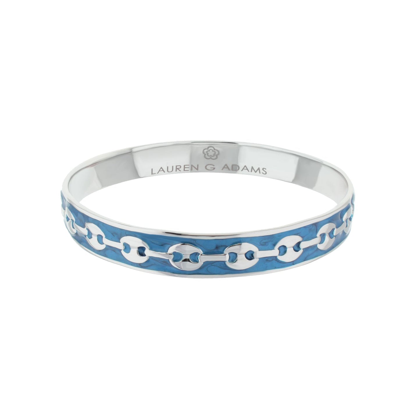 Milano Bangle slip-on bracelet in blue enamel with chain link detail by Lauren G Adams on Tampa Home & Garden Store