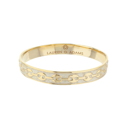 Milano Bangle by Lauren G Adams, gold-tone bracelet with patterned inlay on Tampa Home & Garden Store