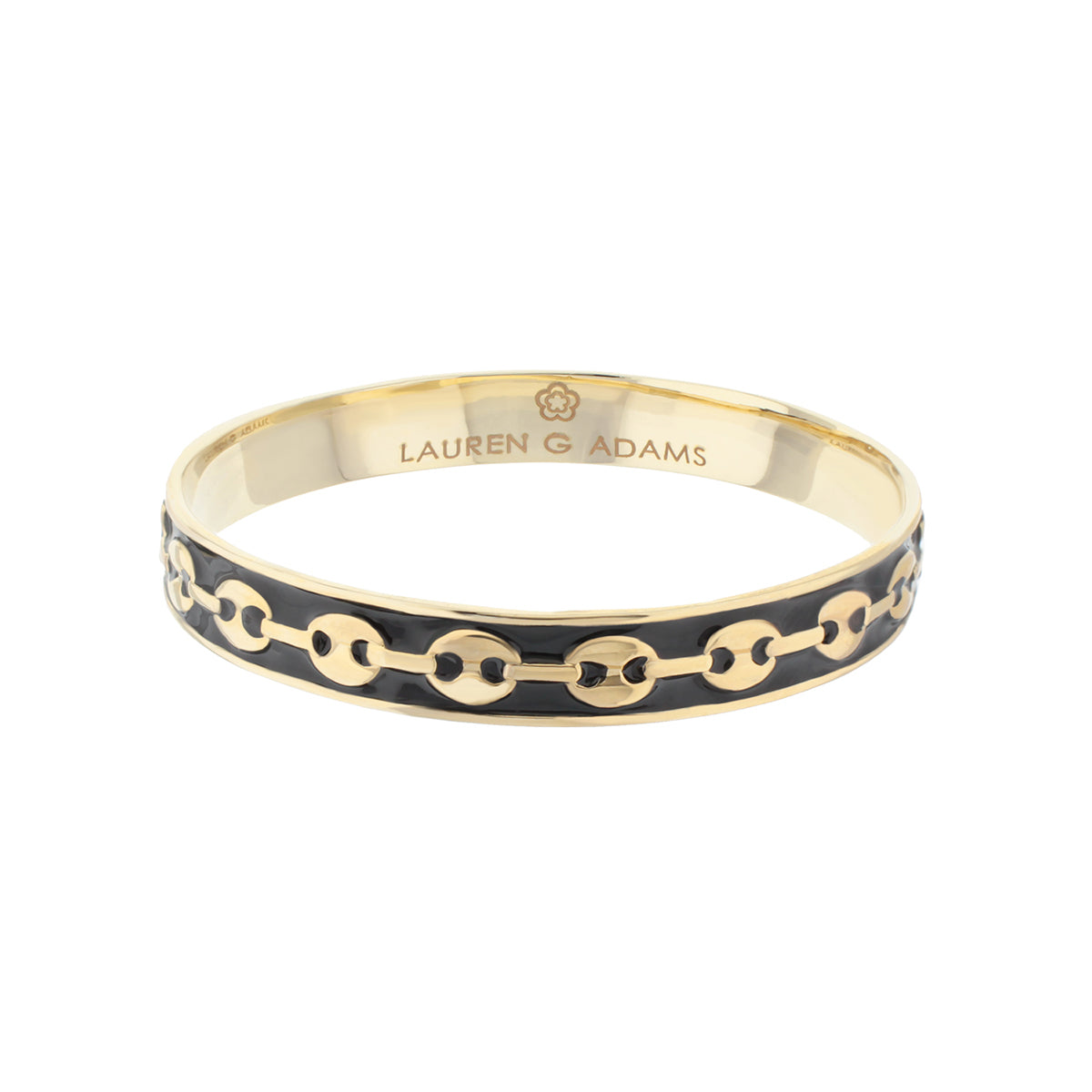 Milano Bangle slip-on bracelet in gold with enamel chain-link motif by Lauren G Adams on Tampa Home & Garden Store