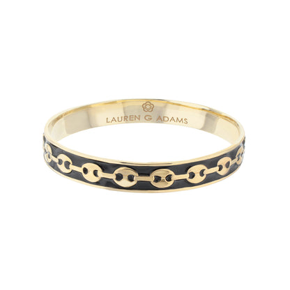 Milano Bangle slip-on bracelet in gold with enamel chain-link motif by Lauren G Adams on Tampa Home & Garden Store