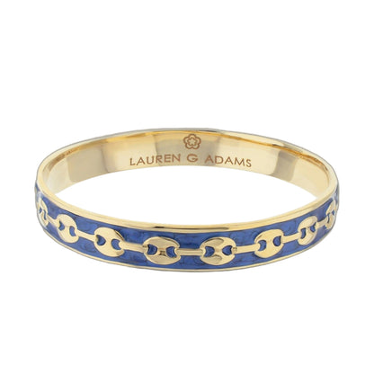 Milano Bangle blue enamel bracelet with gold-tone chain motif by Lauren G Adams on Tampa Home & Garden Store