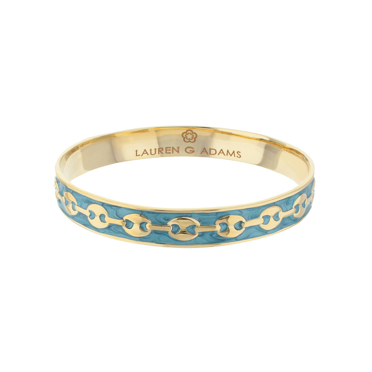 Milano Bangle bracelet in gold-tone turquoise enamel chain-link by Lauren G Adams on Tampa Home & Garden Store