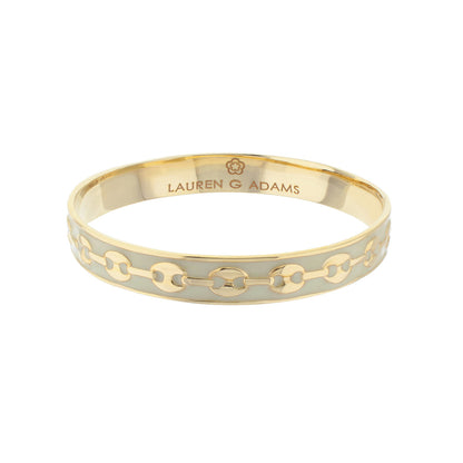 Milano Bangle slip-on bracelet by Lauren G Adams, gold-tone gray enamel chain-link band on Tampa Home & Garden Store