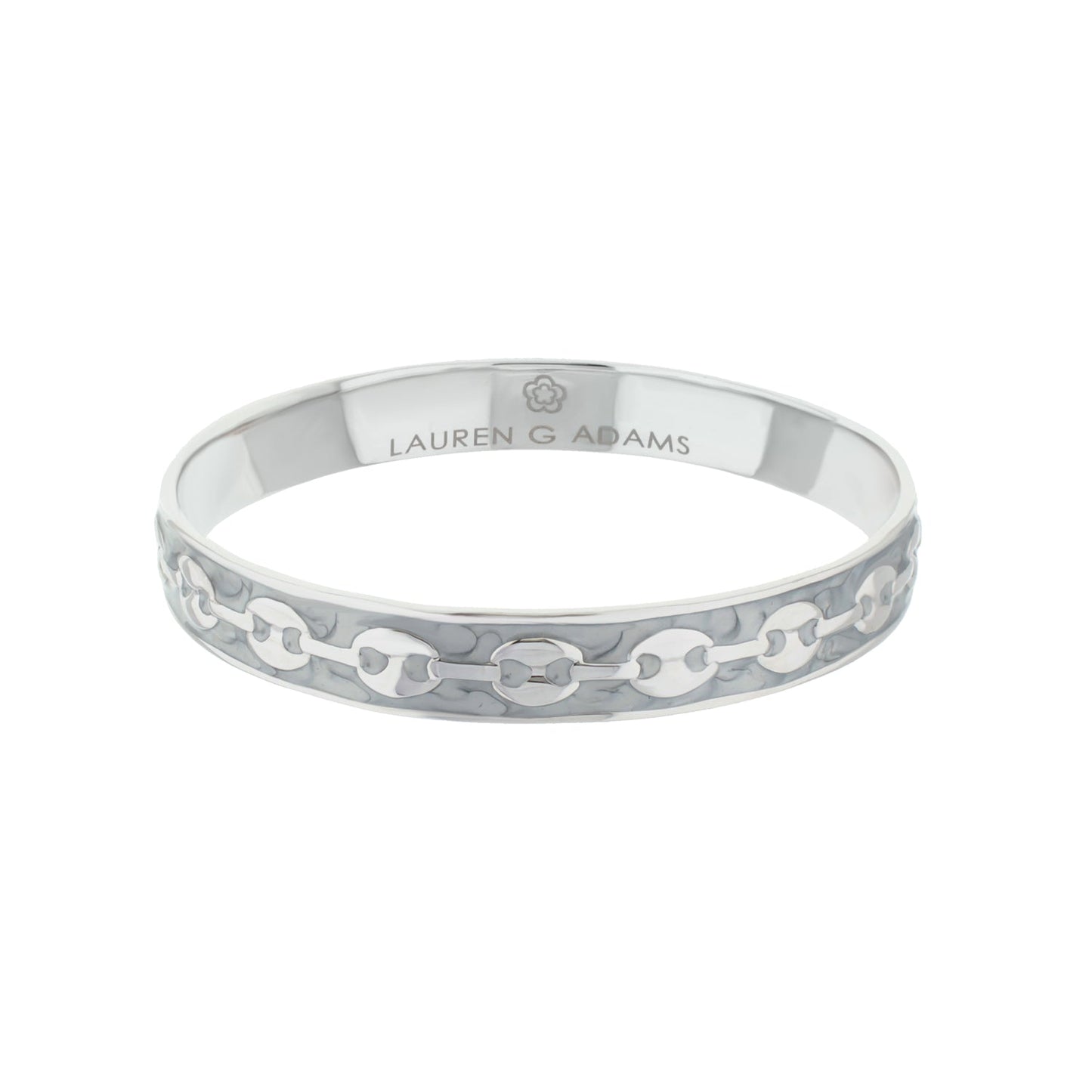 Milano Bangle by Lauren G Adams, silver-tone bracelet with chain-link pattern on Tampa Home & Garden Store
