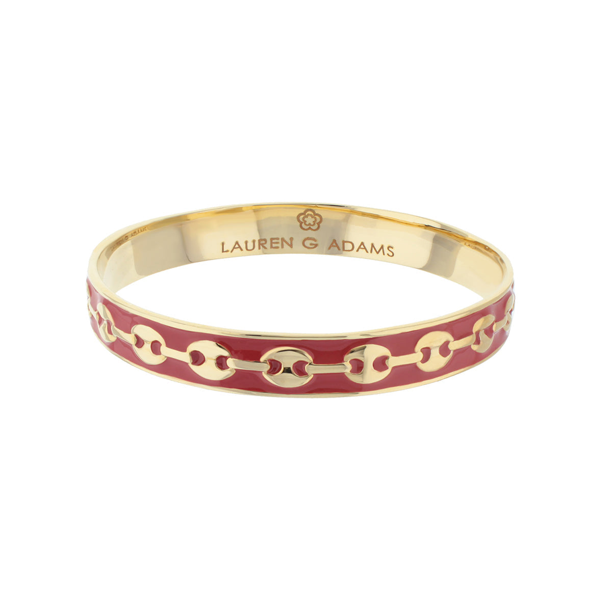Milano Bangle red enamel bracelet with gold-tone chain link accents by Lauren G Adams on Tampa Home & Garden Store