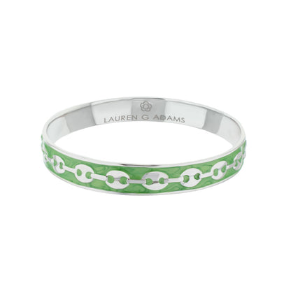 Milano Bangle slip-on bracelet in silver with green enamel chain Lauren G Adams on Tampa Home & Garden Store