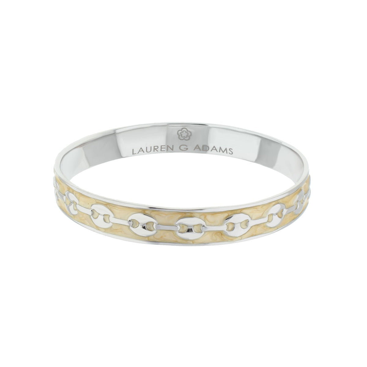 Milano Bangle bracelet, two-tone silver and gold chain-link pattern, Lauren G Adams on Tampa Home & Garden Store
