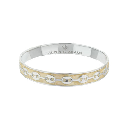 Milano Bangle bracelet, two-tone silver and gold chain-link pattern, Lauren G Adams on Tampa Home & Garden Store