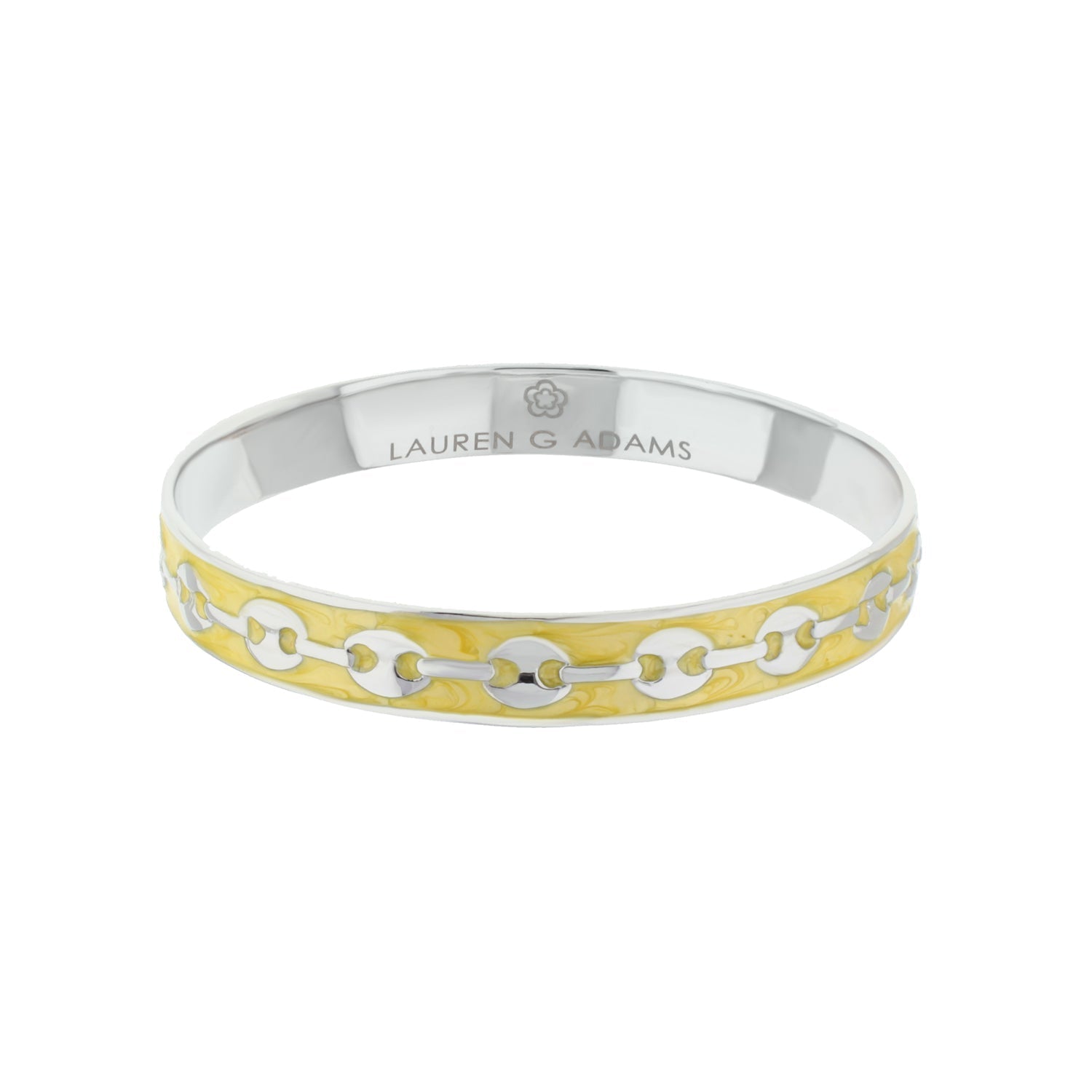 Milano Bangle slipon bracelet in silver yellow enamel and white chain by Lauren G Adams on Tampa Home & Garden Store