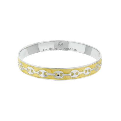 Milano Bangle slipon bracelet in silver yellow enamel and white chain by Lauren G Adams on Tampa Home & Garden Store