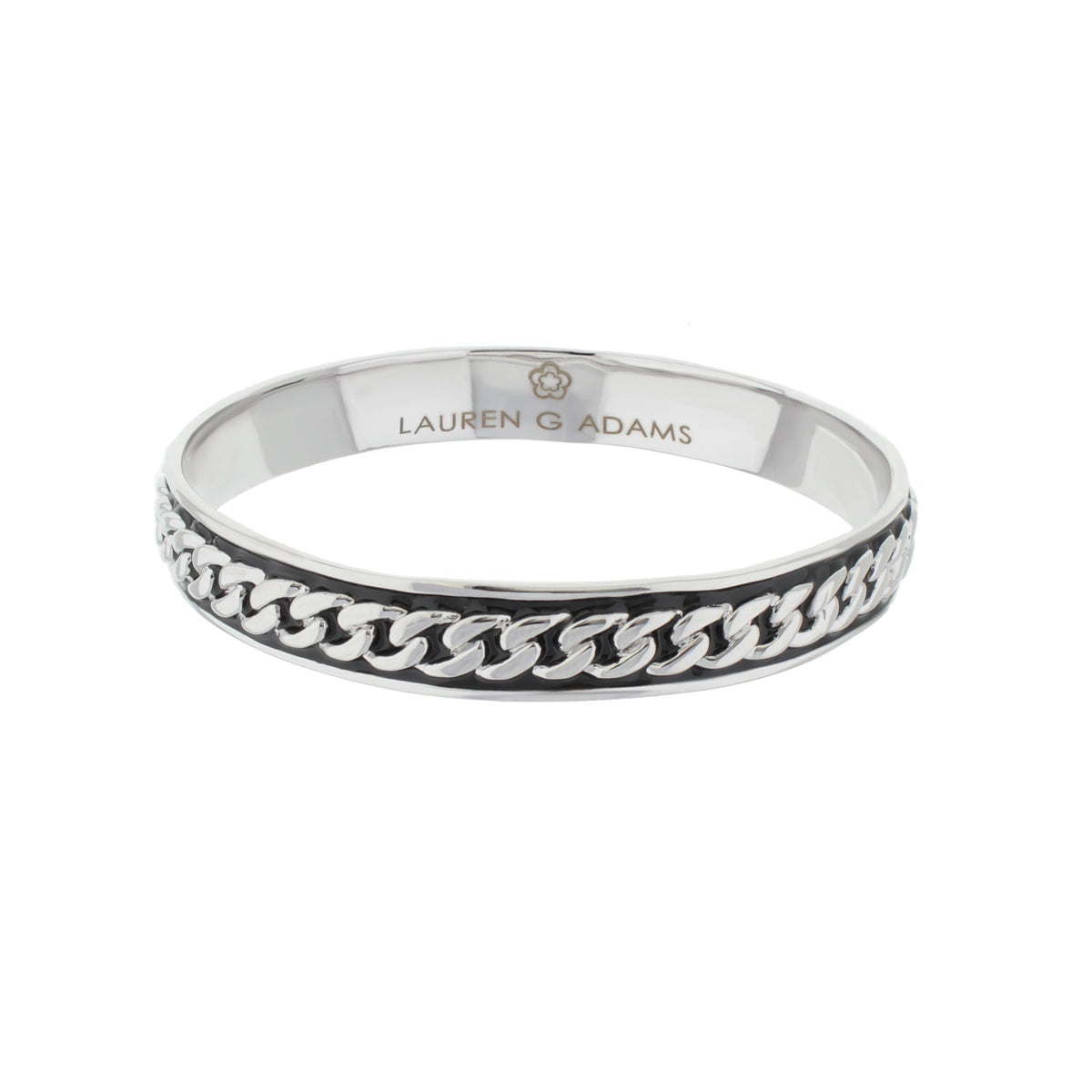 Laguna Links Bangle curb chain inlay bracelet in silver with black enamel by Lauren G Adams on Tampa Home & Garden Store