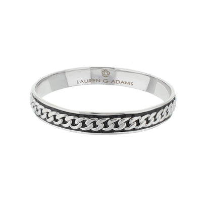 Laguna Links Bangle curb chain inlay bracelet in silver with black enamel by Lauren G Adams on Tampa Home & Garden Store