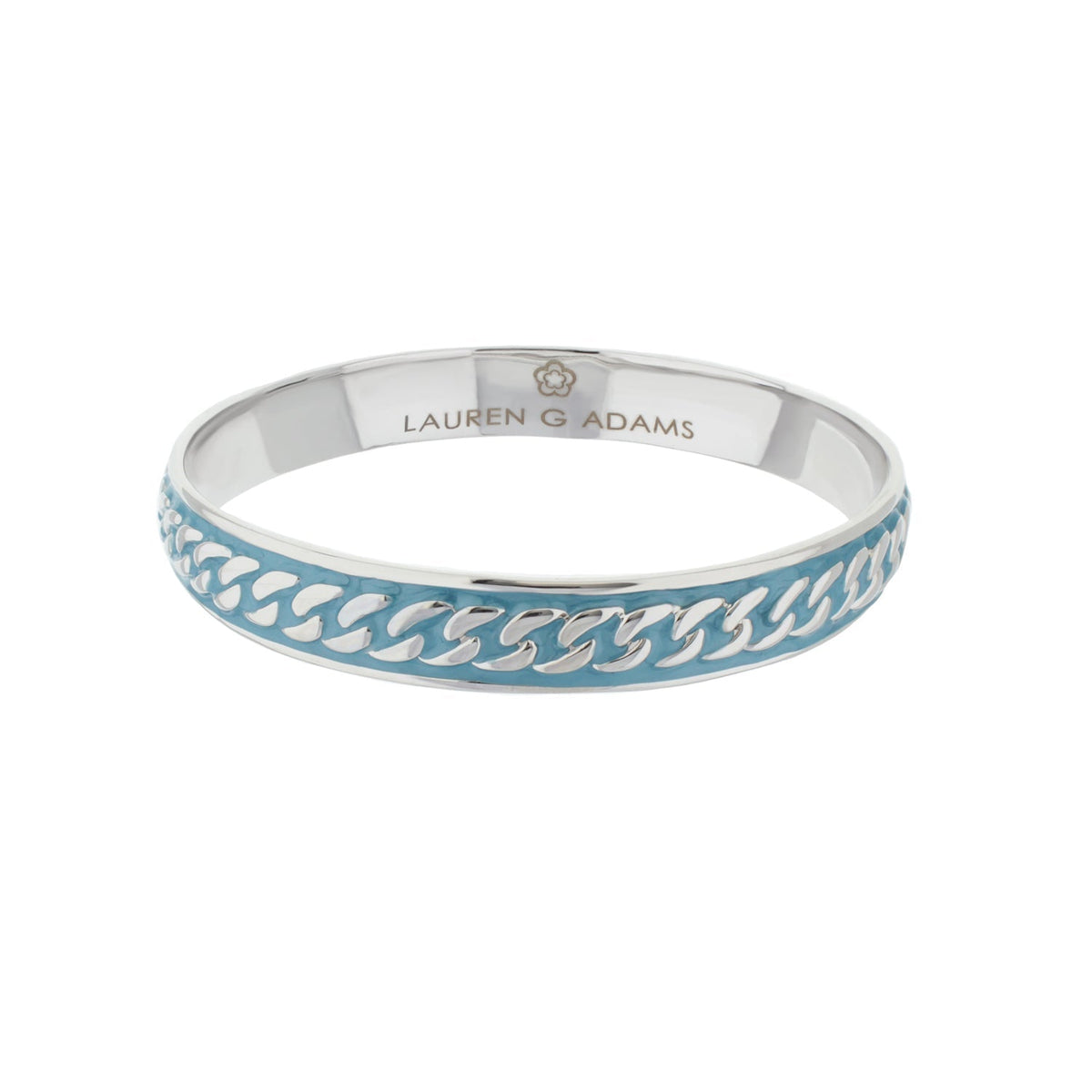 Laguna Links Bangle with blue curb chain inlay silver slip-on bracelet by Lauren G Adams on Tampa Home & Garden Store