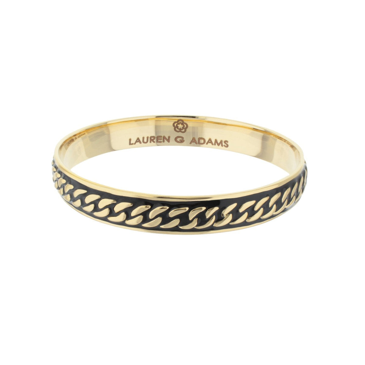 Lauren G Adams Laguna Links Bangle slip-on bracelet in gold with black curb chain inlay on Tampa Home & Garden Store