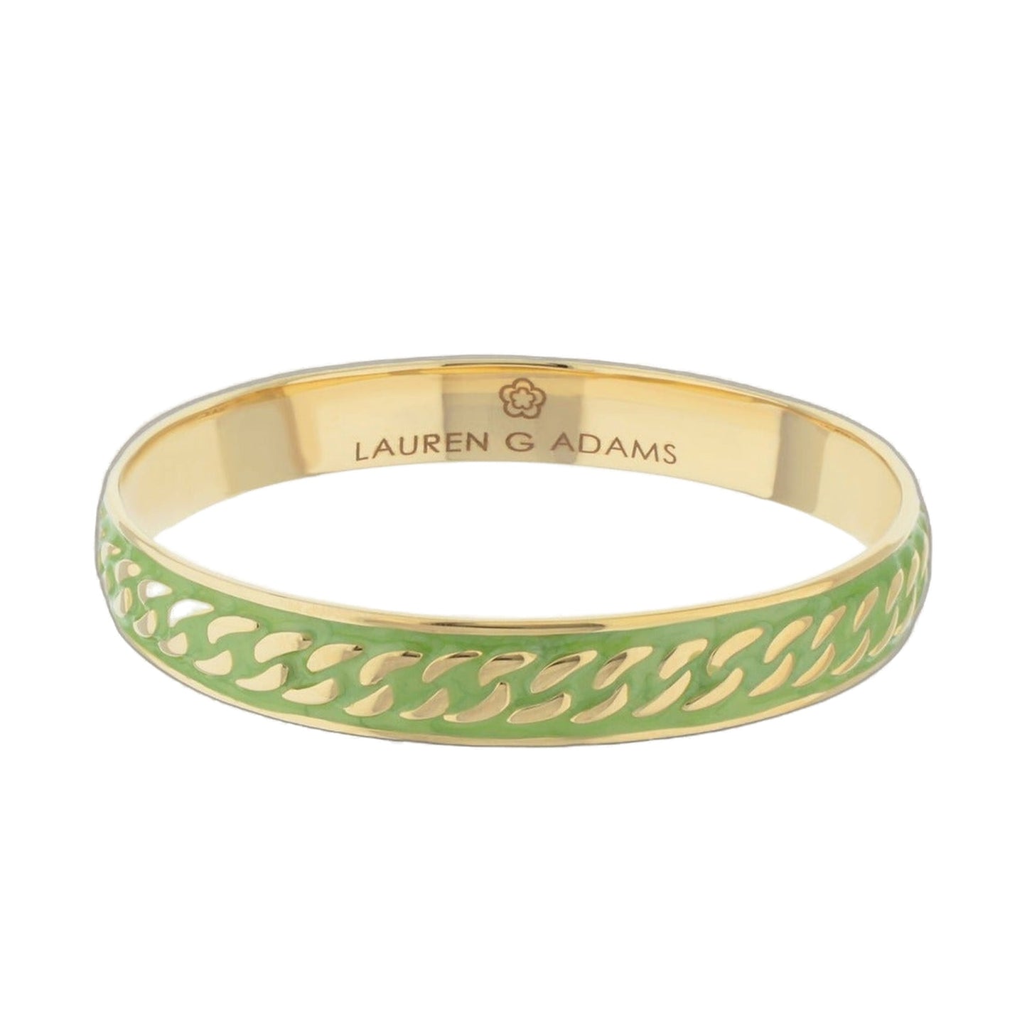 Laguna Links Bangle curb chain inlay, green enamel slip-on bracelet by Lauren G Adams on Tampa Home & Garden Store