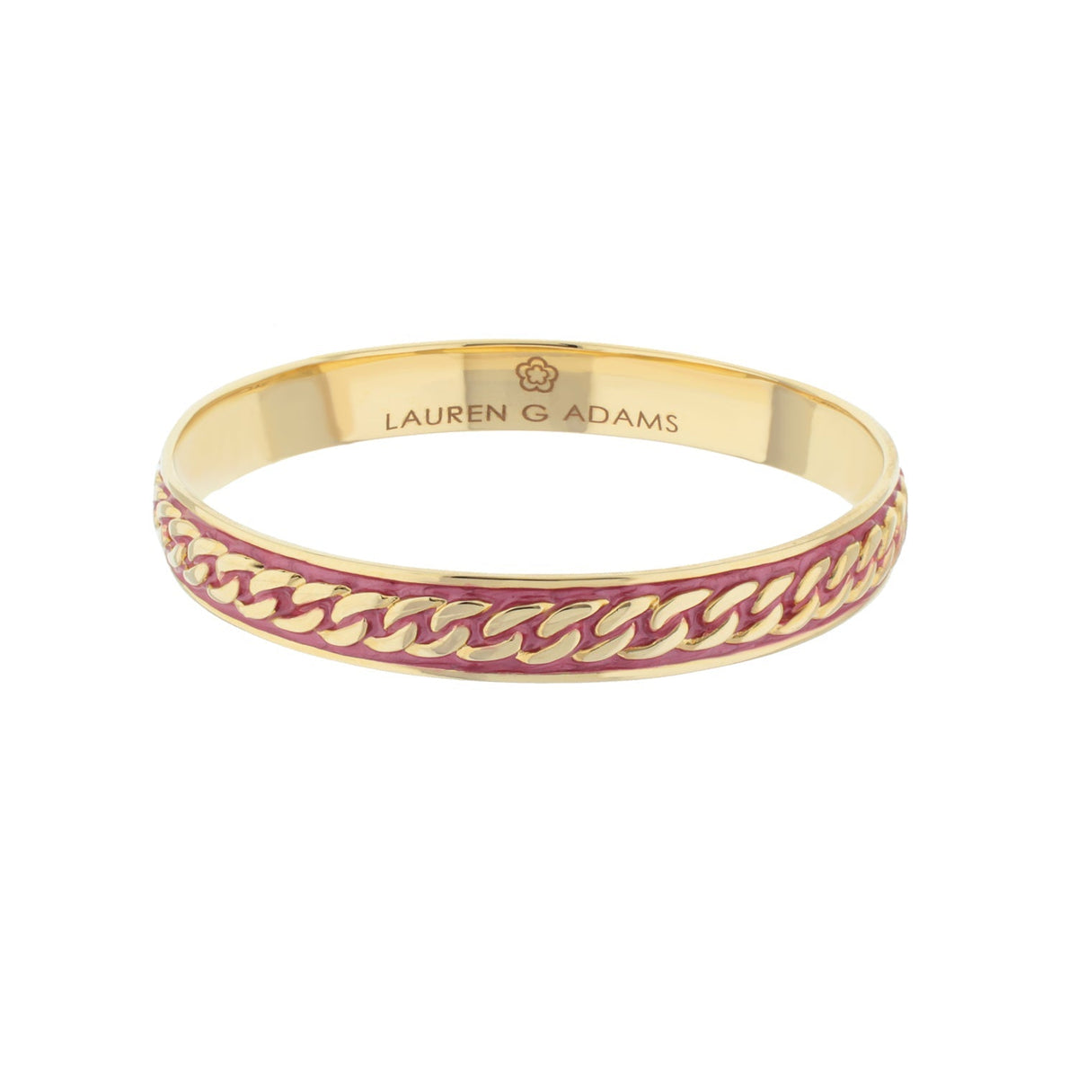 Laguna Links Bangle gold-tone slip-on bracelet with pink curb-chain inlay Lauren G Adams on Tampa Home & Garden Store