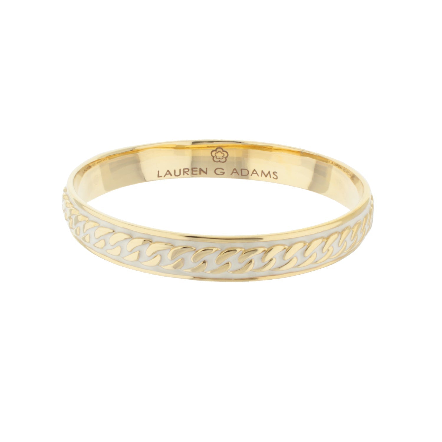 Laguna Links Bangle gold-tone bracelet with white curb chain inlay slip-on Lauren G Adams on Tampa Home & Garden Store