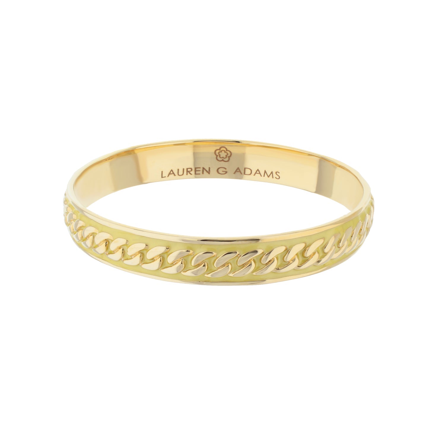Laguna Links Bangle with curb chain inlay, gold-tone slip-on bracelet by Lauren G Adams on Tampa Home & Garden Store