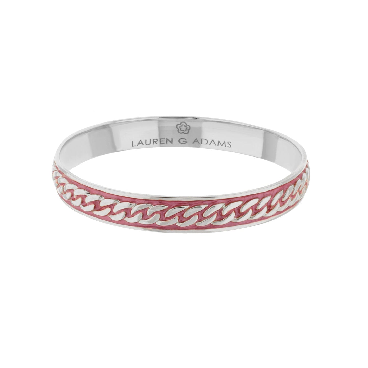Laguna Links Bangle curb chain inlay slip-on bracelet in pink enamel, Lauren G Adams on Tampa Home & Garden Store