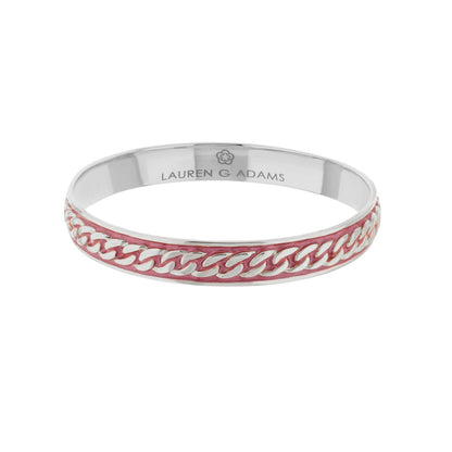 Laguna Links Bangle curb chain inlay slip-on bracelet in pink enamel, Lauren G Adams on Tampa Home & Garden Store