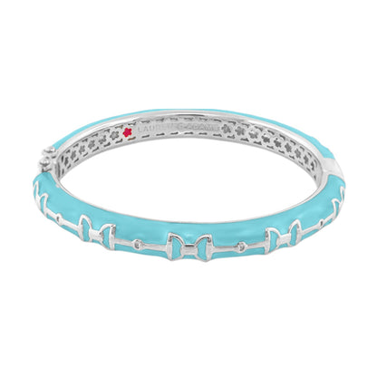 Equestrian Stirrup Bangle turquoise enamel silver bracelet by Lauren G Adams hinged safety lock on Tampa Home & Garden Store