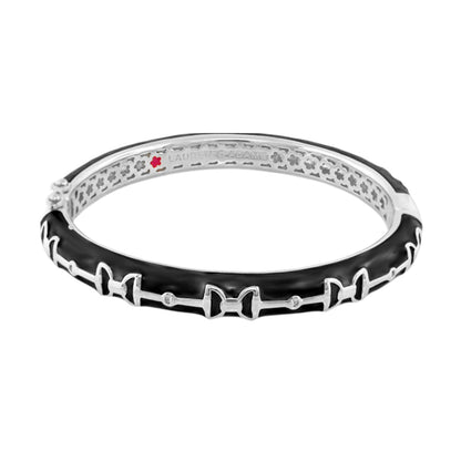 Equestrian Stirrup Bangle Black enamel with hinged safety lock — Lauren G Adams bracelet on Tampa Home & Garden Store