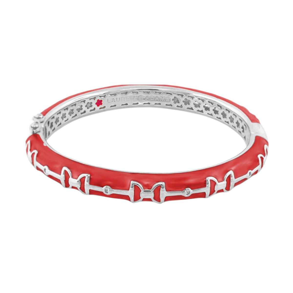 Equestrian stirrup bangle in black enamel with silver-tone hinges by Lauren G Adams on Tampa Home & Garden Store