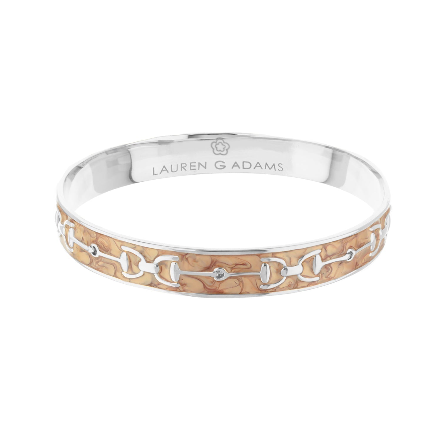 Equestrian Stirrup Bangle Champagne slip-on bracelet with silver chain overlay by Lauren G Adams on Tampa Home & Garden Store
