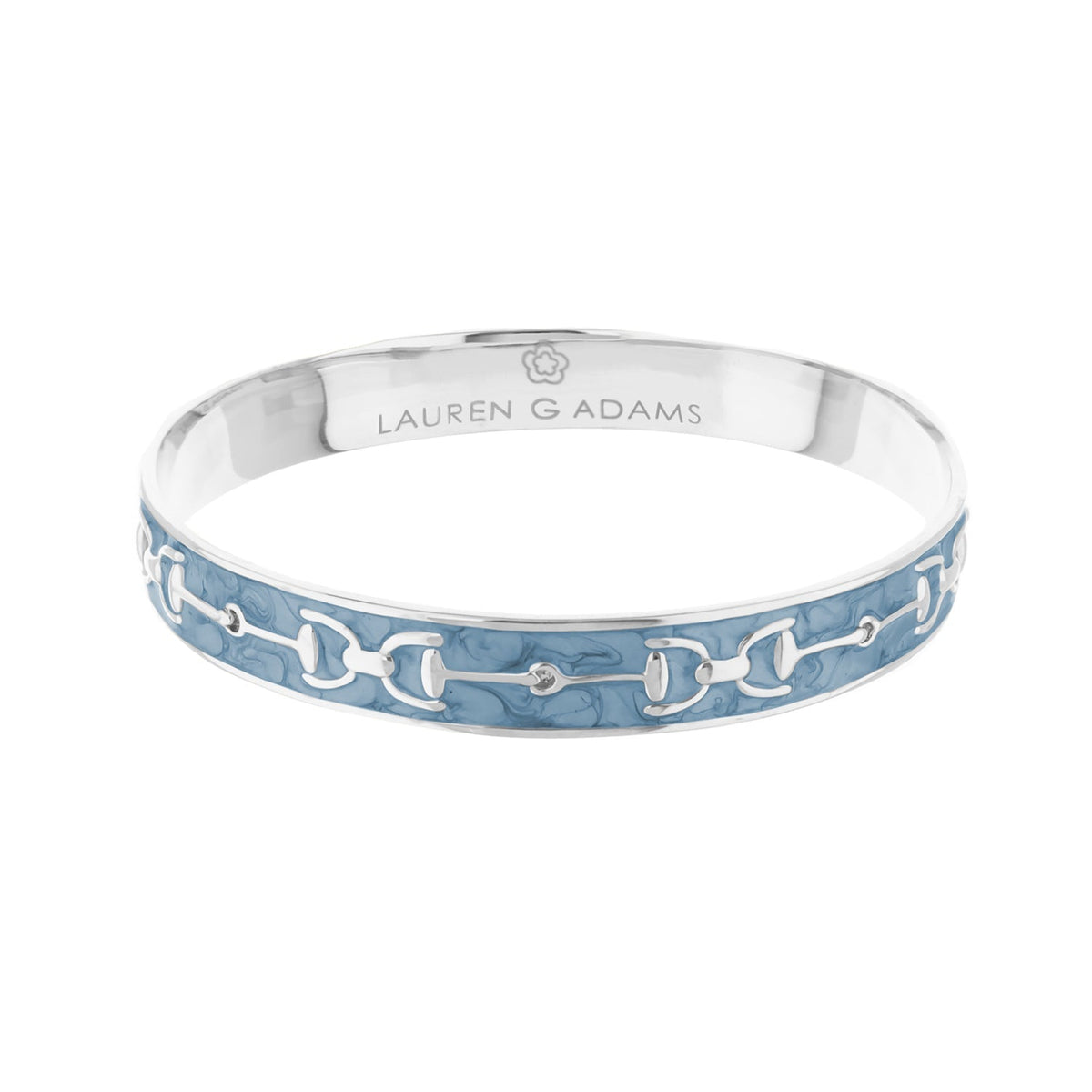 Equestrian Stirrup Bangle blue enamel silver chain motif slipon bracelet Lauren G Adams on Tampa Home & Garden Store