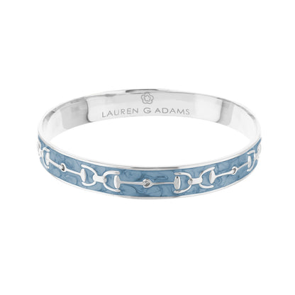 Equestrian Stirrup Bangle blue enamel silver chain motif slipon bracelet Lauren G Adams on Tampa Home & Garden Store
