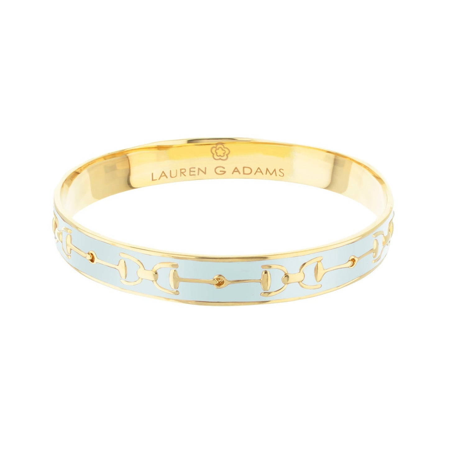 Equestrian Stirrup Bangle by Lauren G Adams in champagne gold with blue enamel on Tampa Home & Garden Store