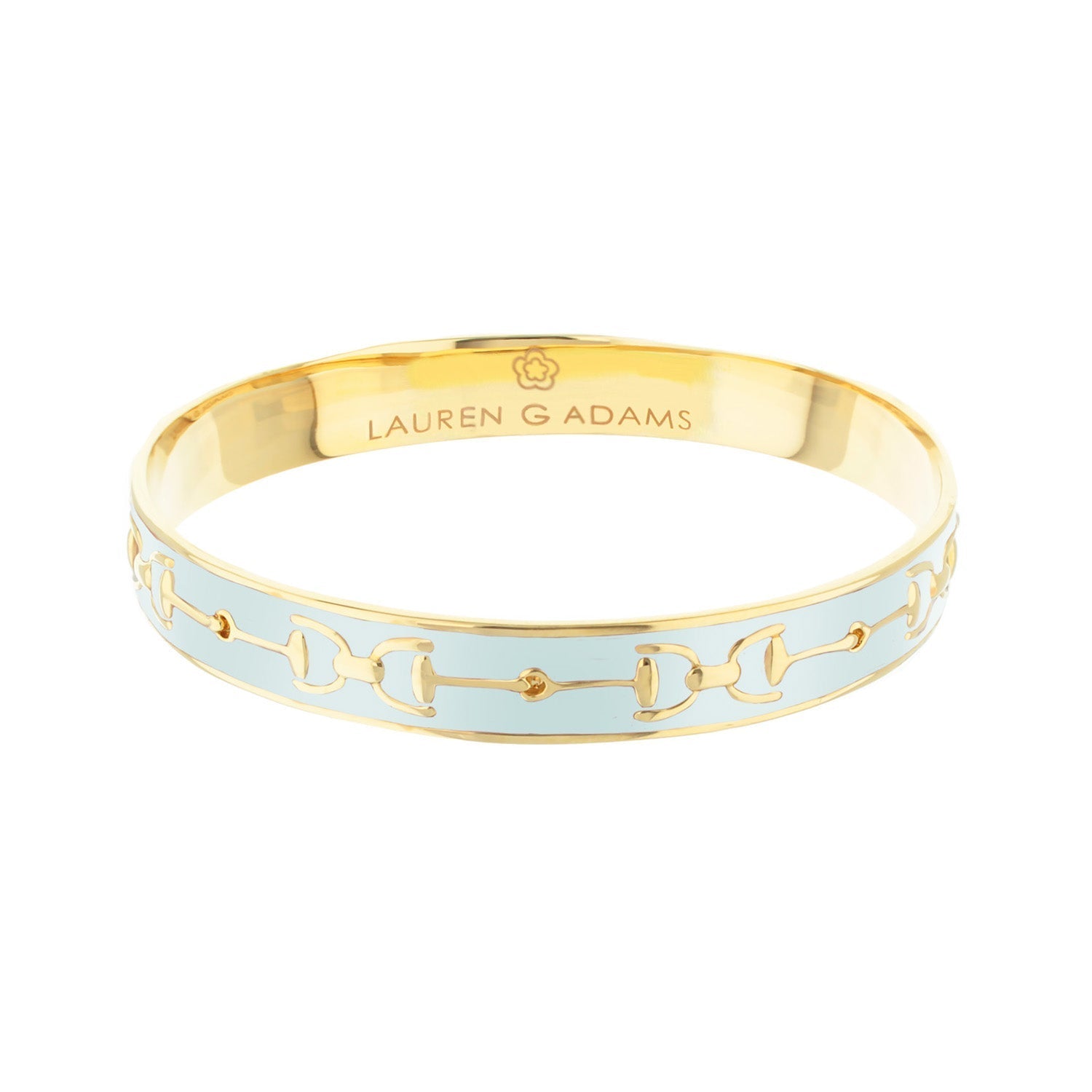 Equestrian Stirrup Bangle by Lauren G Adams in champagne gold with blue enamel on Tampa Home & Garden Store