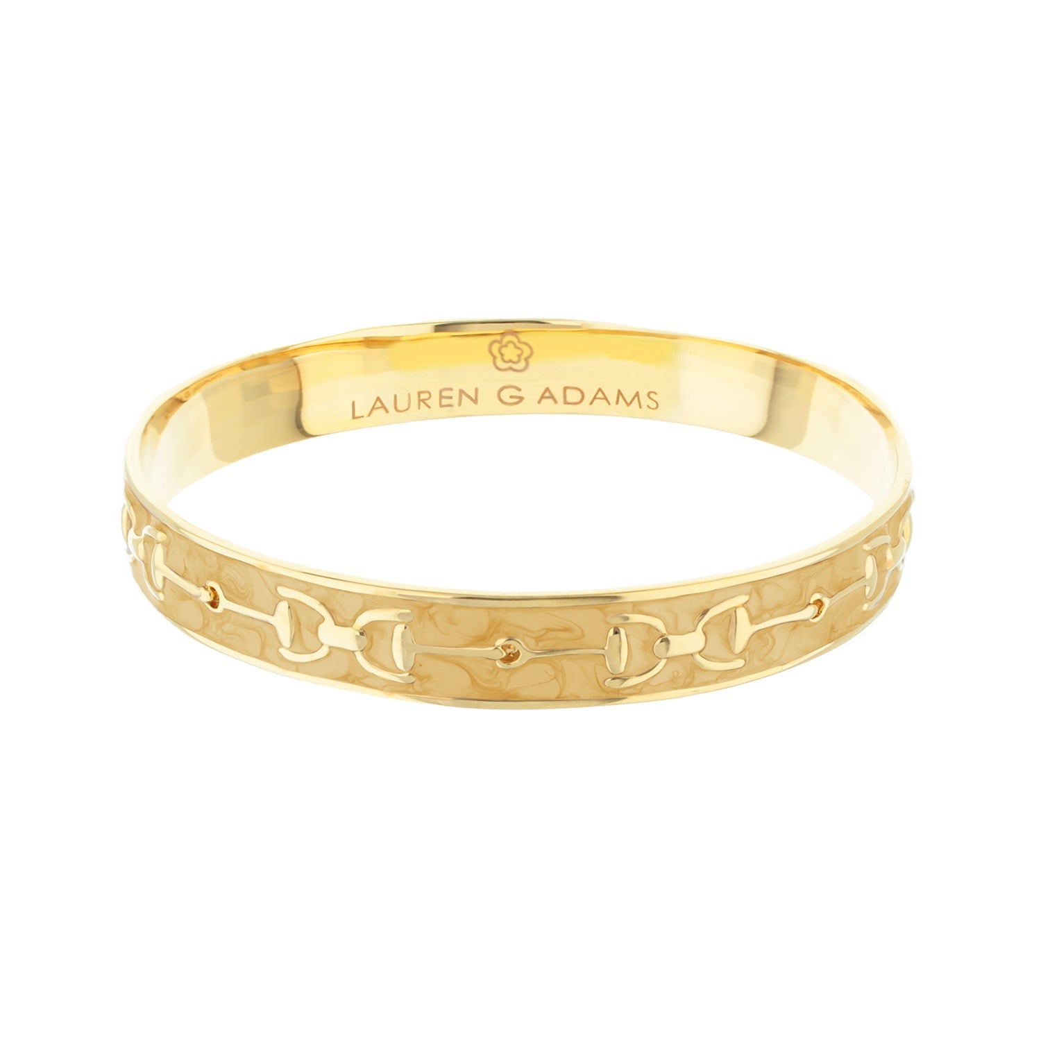 Equestrian Stirrup Bangle by Lauren G Adams, champagne finish, slip-on bracelet with chain-link motif on Tampa Home & Garden Store