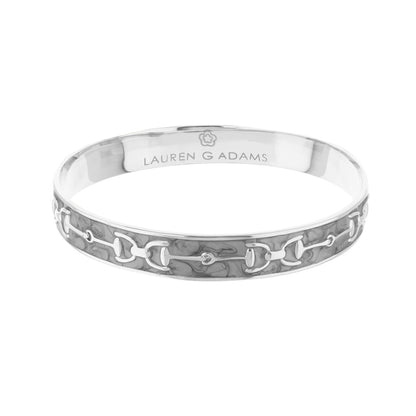 Equestrian Stirrup Bangle champagne tone with stirrup-link pattern, engraved Lauren G Adams on Tampa Home & Garden Store