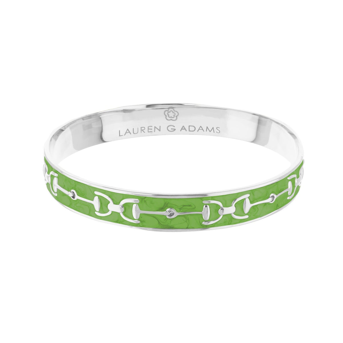 Equestrian stirrup bangle with green enamel and silver chain, Lauren G Adams on Tampa Home & Garden Store