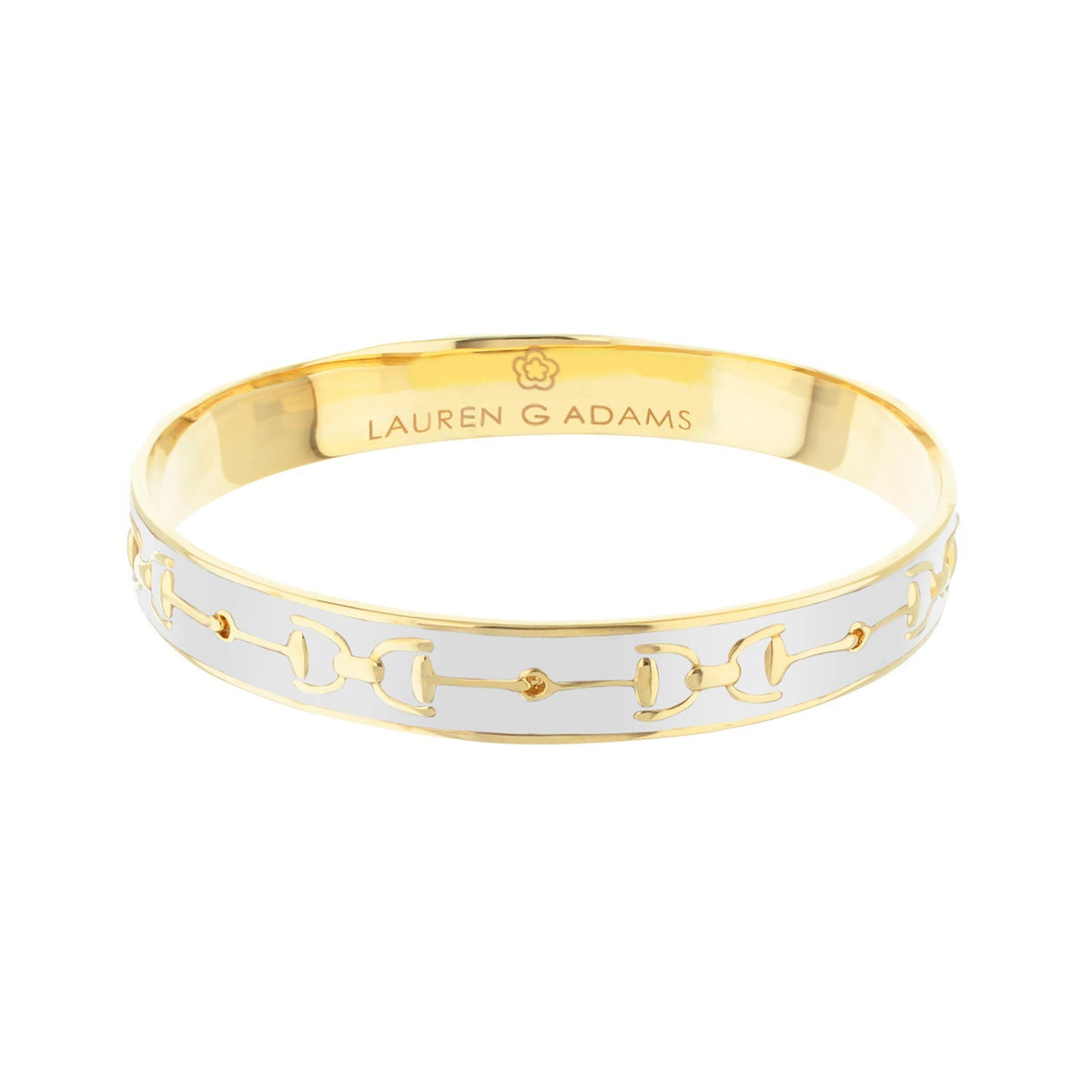 Equestrian Stirrup Bangle Champagne by Lauren G Adams, slip-on with enamel chain motif on Tampa Home & Garden Store